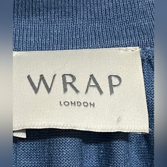 Wrap London Hemp Cotton Blue Midi Dress - Size US 6 / UK 10 - Picture 9 of 12